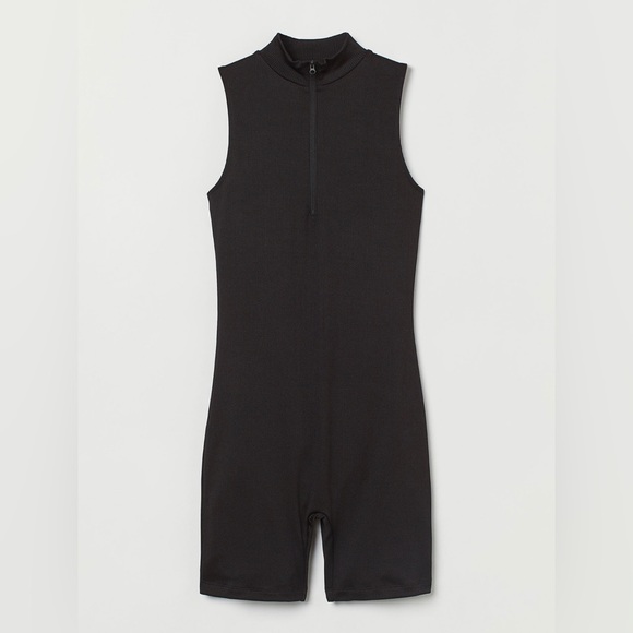 H&M Women Black Ribbed Unitard - Picture 4 of 4